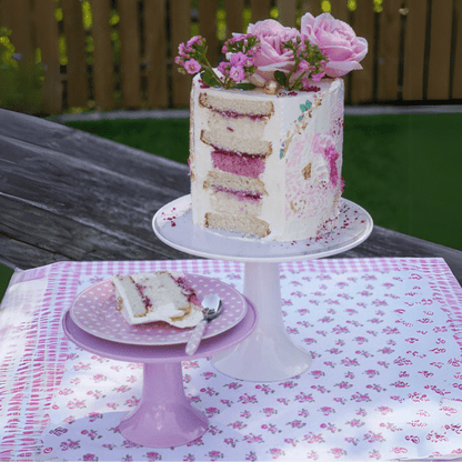 Taartstandaard melamine in roze en wit - Cupcakedozen.nl