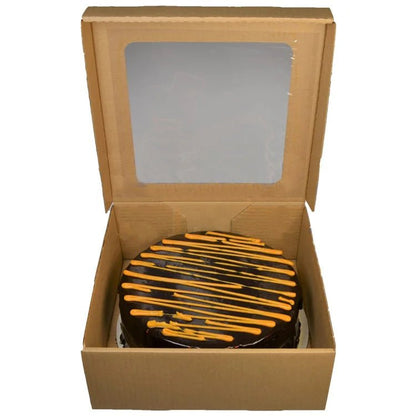 Kraft taartdoos golfkarton met venster - 30x29x10 (50 st.) - Cupcakedozen.nl