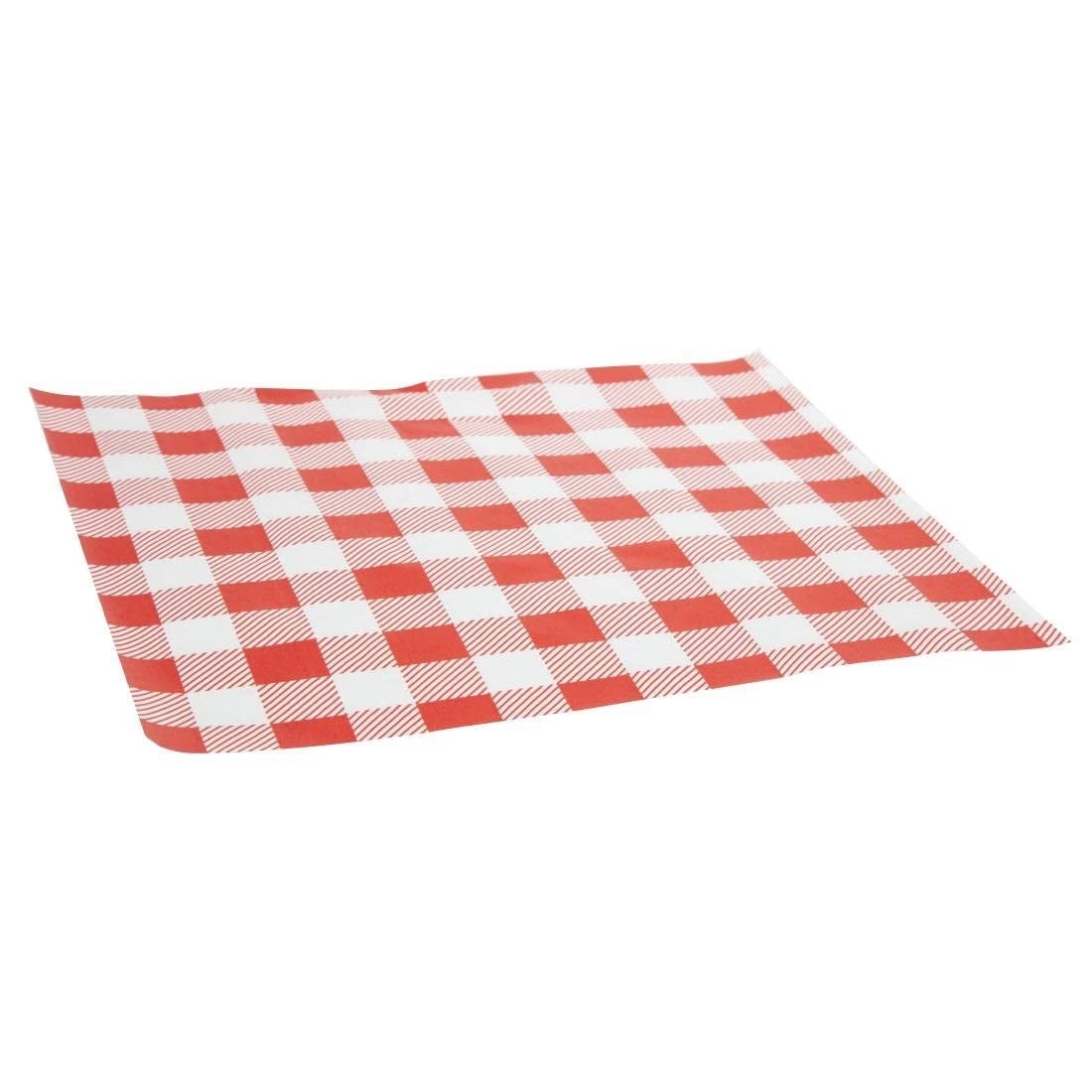 Vetvrij papier - rood/wit geblokt (100 st) - Cupcakedozen.nl