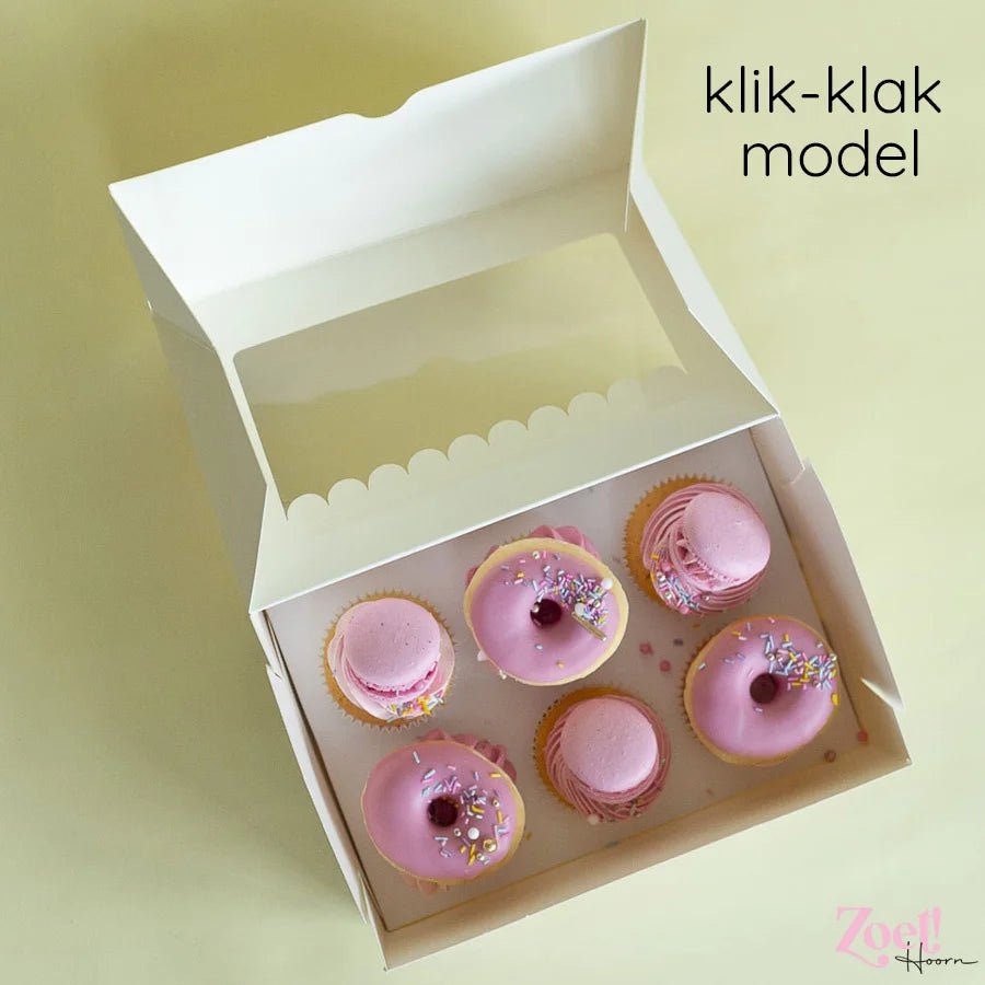 Doos voor 6 cupcakes - luifel (10 st) - Cupcakedozen.nl