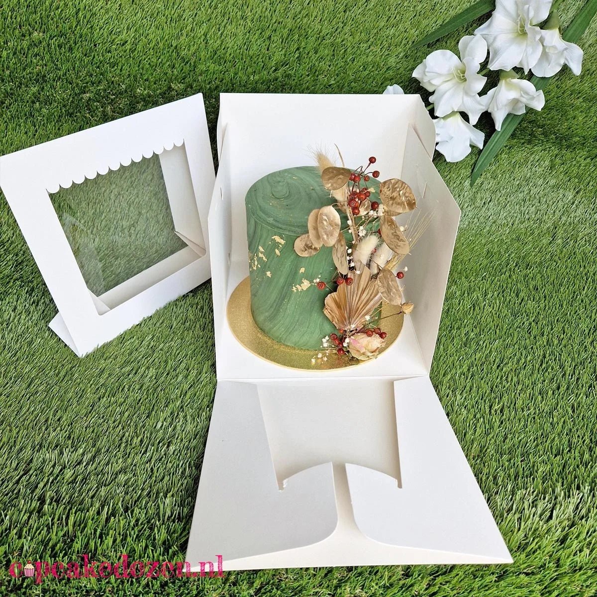 Hoge taartdoos 23x23x23 - luifel (10 st) - Cupcakedozen.nl