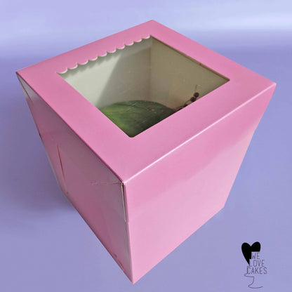 Roze hoge taartdoos 20x20x25 - luifel (10 st) - Cupcakedozen.nl