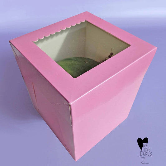 Roze hoge taartdoos 20x20x25 - luifel (10 st) - Cupcakedozen.nl