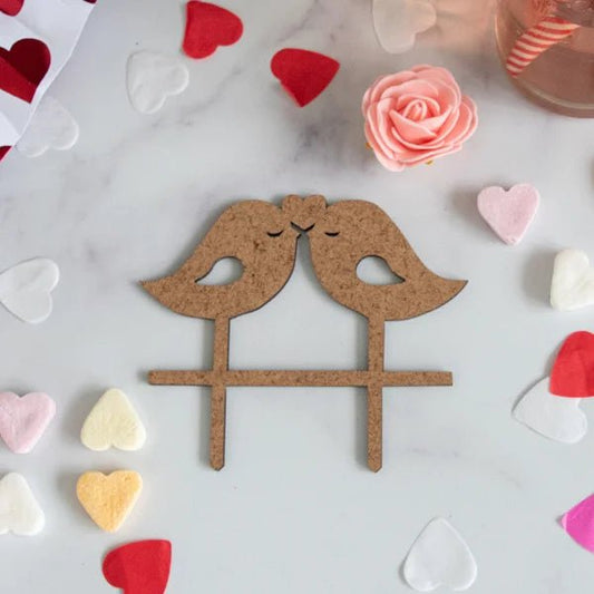 Cake toppers MDF - Tortelduifjes (5 st) - Cupcakedozen.nl