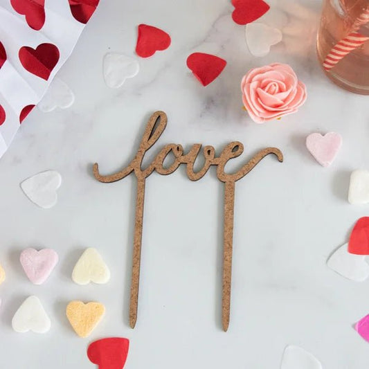 Cake toppers MDF - Love (5 st) - Cupcakedozen.nl