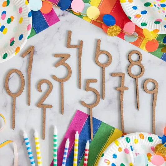 Cake toppers MDF - Cijfers (5 st) - Cupcakedozen.nl