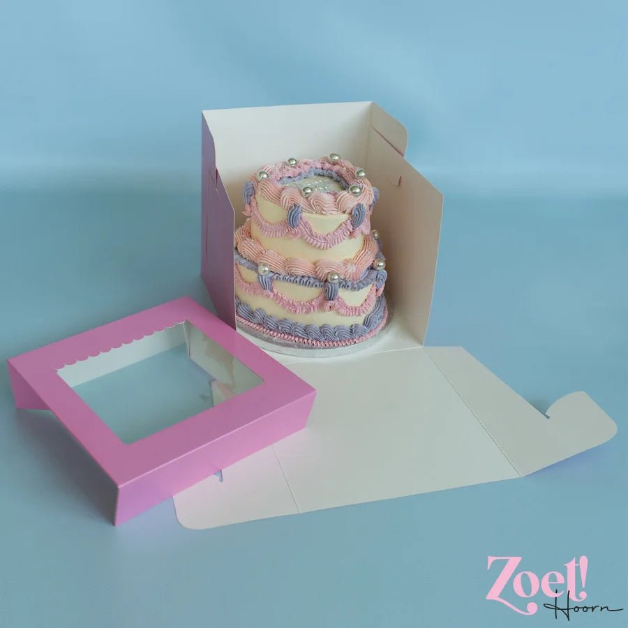 Roze hoge taartdoos 25x25x25 - luifel (10 st) - Cupcakedozen.nl