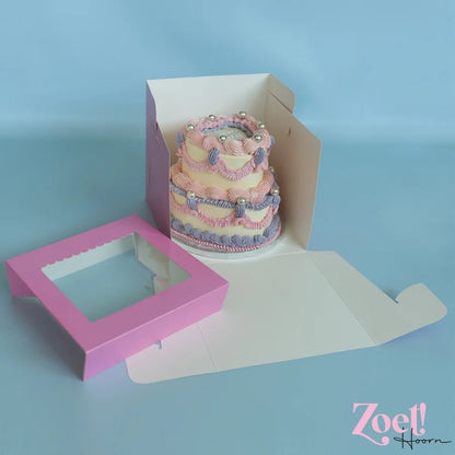 Roze hoge taartdoos 25x25x25 - luifel (10 st) - Cupcakedozen.nl