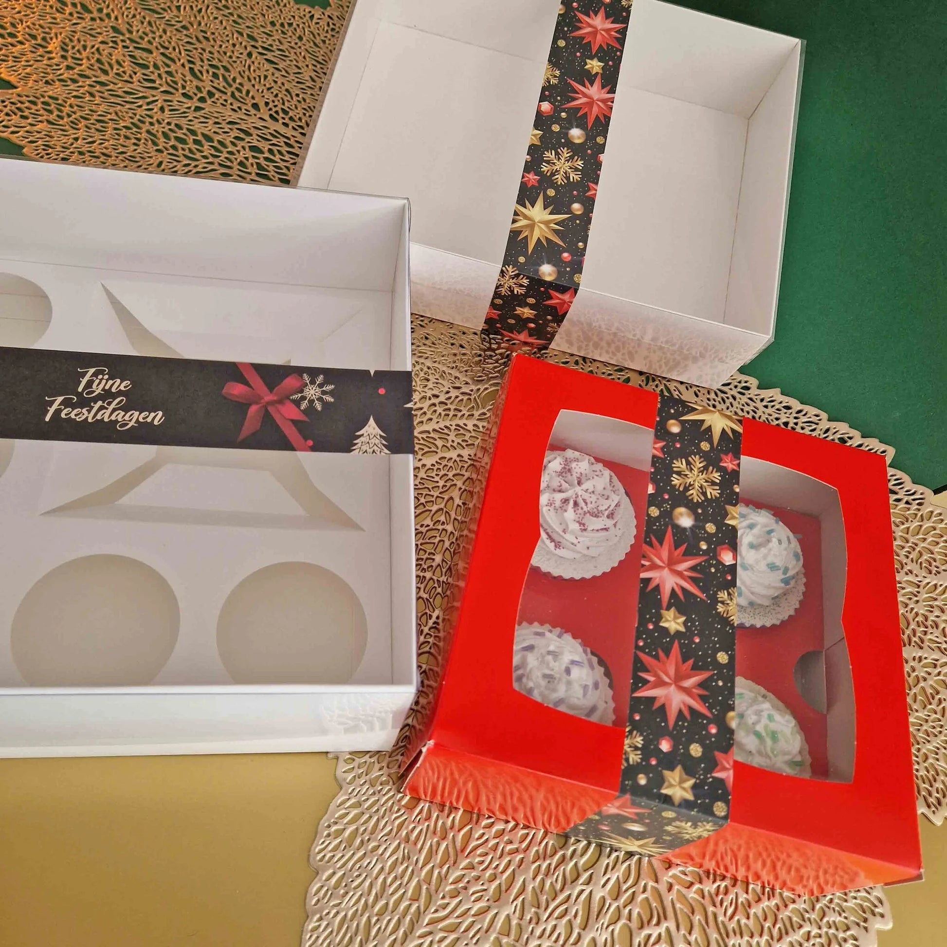 Wikkel sticker - Kerst sterren (25 st) - Cupcakedozen.nl