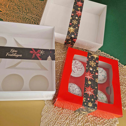 Wikkel sticker - Kerst sterren (25 st) - Cupcakedozen.nl