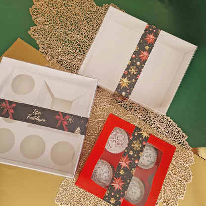 Wikkel sticker - Kerst sterren (25 st) - Cupcakedozen.nl