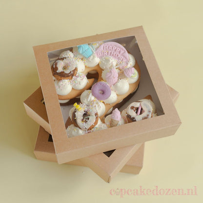 Kraft gebaksdoos - 19x19x5 - Cupcakedozen.nl
