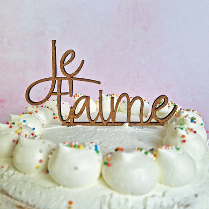 Cake toppers MDF - Je t'aime (5 st) - Cupcakedozen.nl