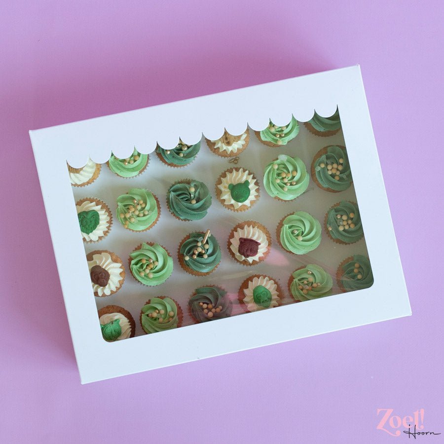 Doos voor 24 minicupcakes - luifel (10 st) - Cupcakedozen.nl