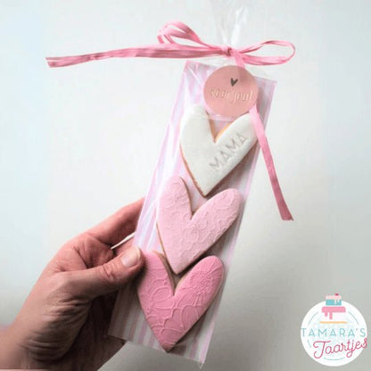 Koekkaart roze strepen - 7x21cm (25 st) - Cupcakedozen.nl