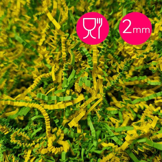 Opvulmateriaal fijn - mix groen/geel (1 kg) - Cupcakedozen.nl