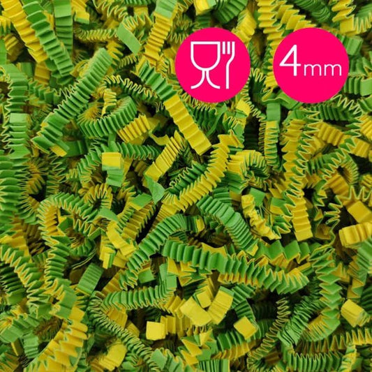 Opvulmateriaal zigzag - mix groen/geel(1 kg) - Cupcakedozen.nl