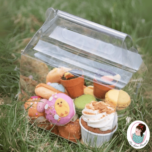 Transparant doosje met handvat - 180x125x140mm (100 st) - Cupcakedozen.nl