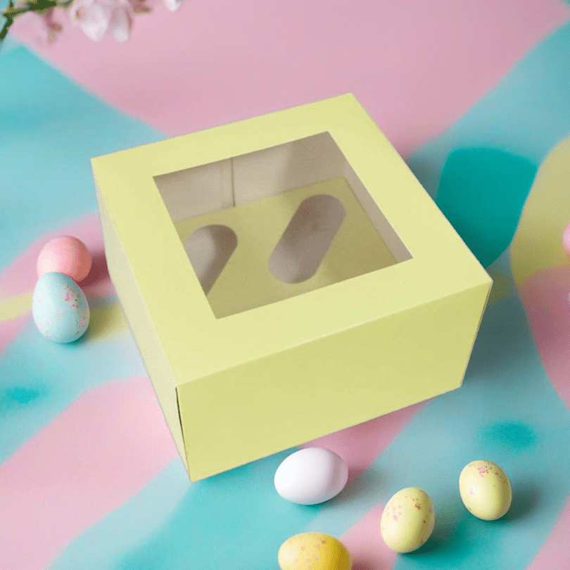 Gele doos voor 4 cupcakes (25 st.) - Cupcakedozen.nl