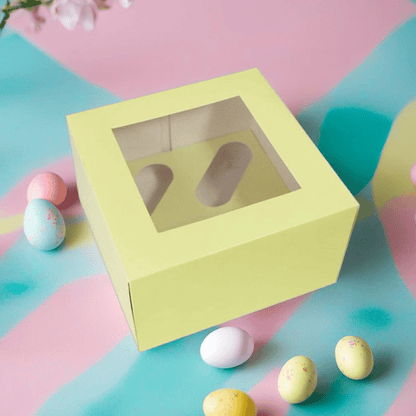 Gele doos voor 4 cupcakes (25 st.) - Cupcakedozen.nl