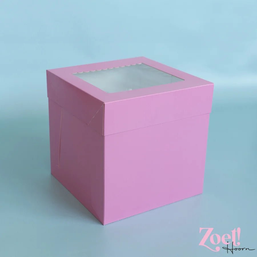Roze hoge taartdoos 25x25x25 - luifel (10 st) - Cupcakedozen.nl