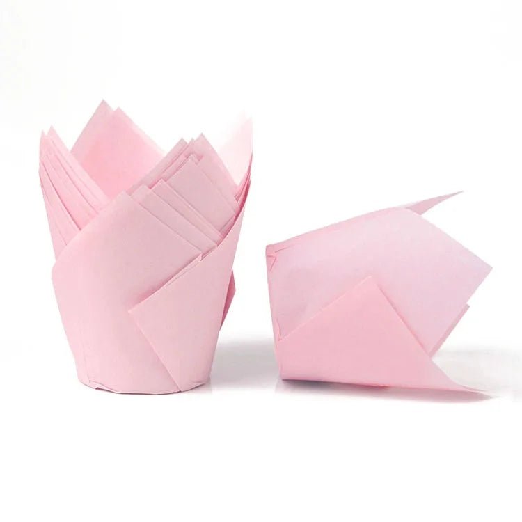 Tulp baking cups - roze (200 st.) - Cupcakedozen.nl