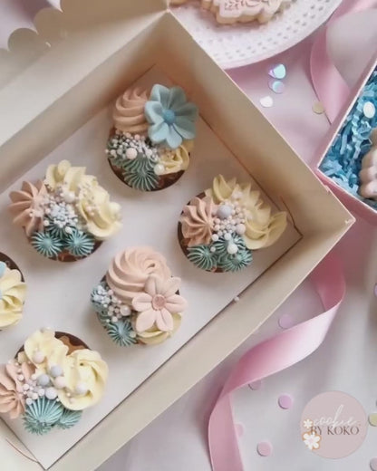 Rosa Box für 6 Cupcakes - Schaufenster (10 Stück)
