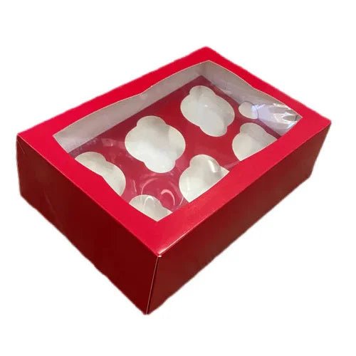 Rode doos voor 6 cupcakes (25 st.) - Cupcakedozen.nl