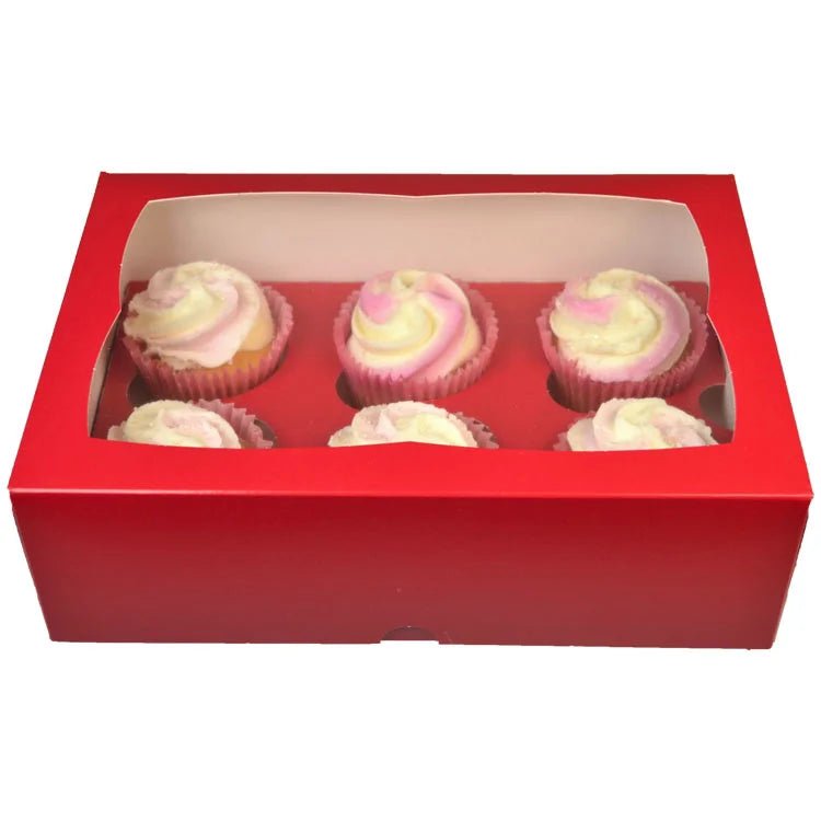 Rode doos voor 6 cupcakes (25 st.) - Cupcakedozen.nl