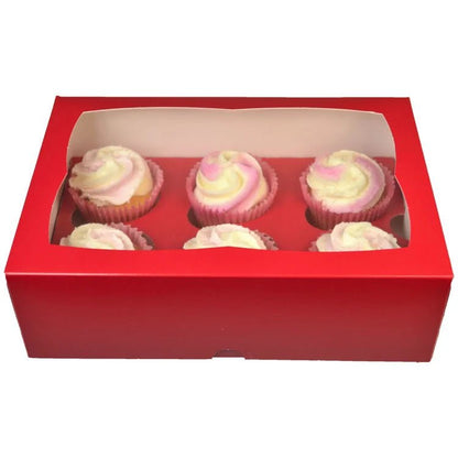 Rode doos voor 6 cupcakes (25 st.) - Cupcakedozen.nl