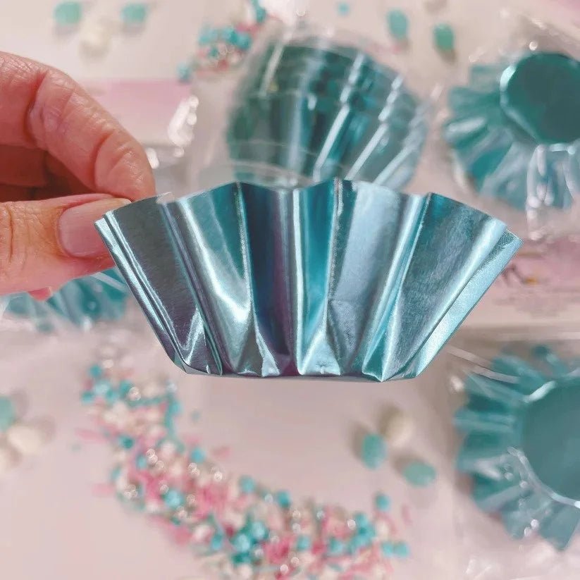 Geribbelde cupcake cups - Blauw (96 stuks) - Cupcakedozen.nl