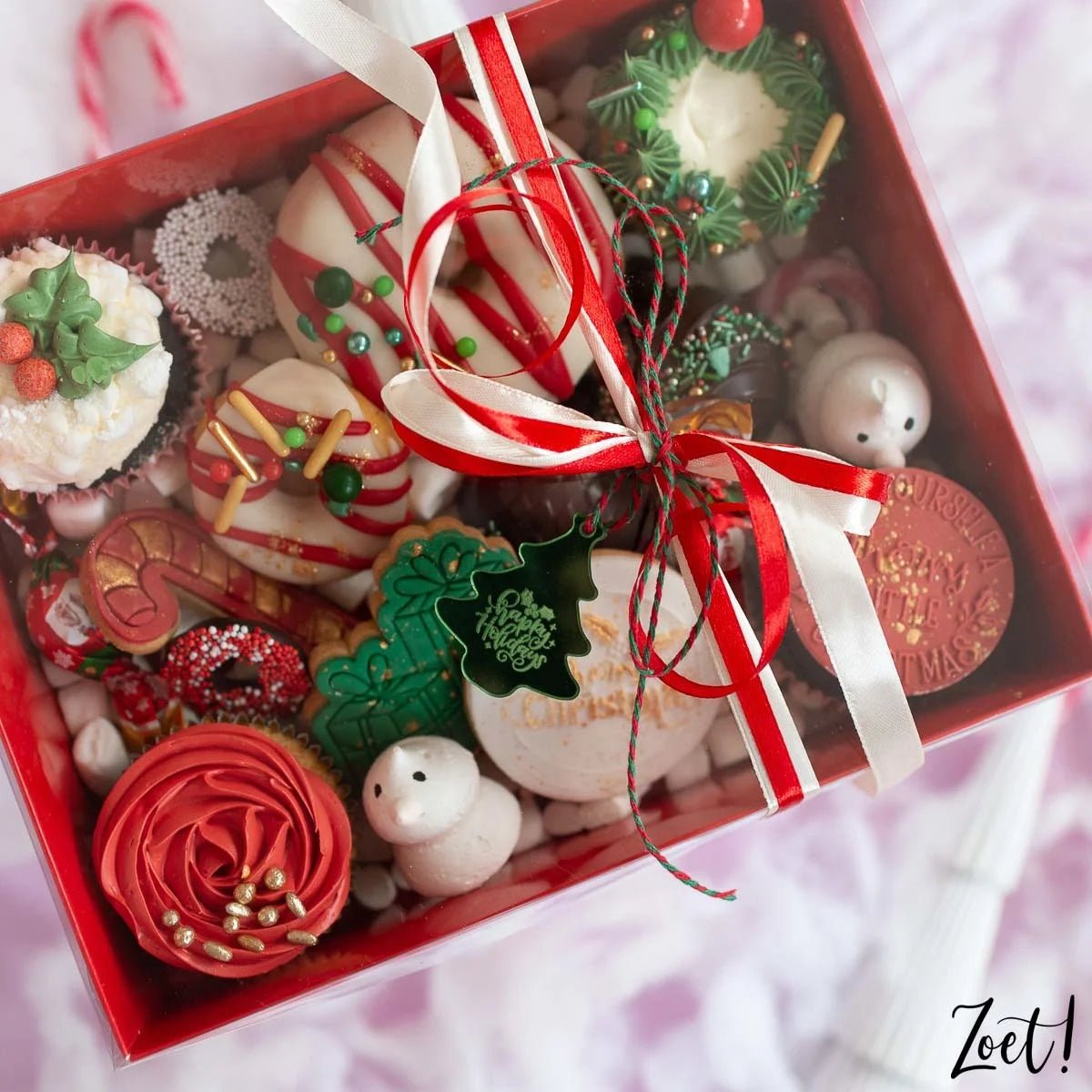 Rode sweet box met transparant deksel - Cupcakedozen.nl