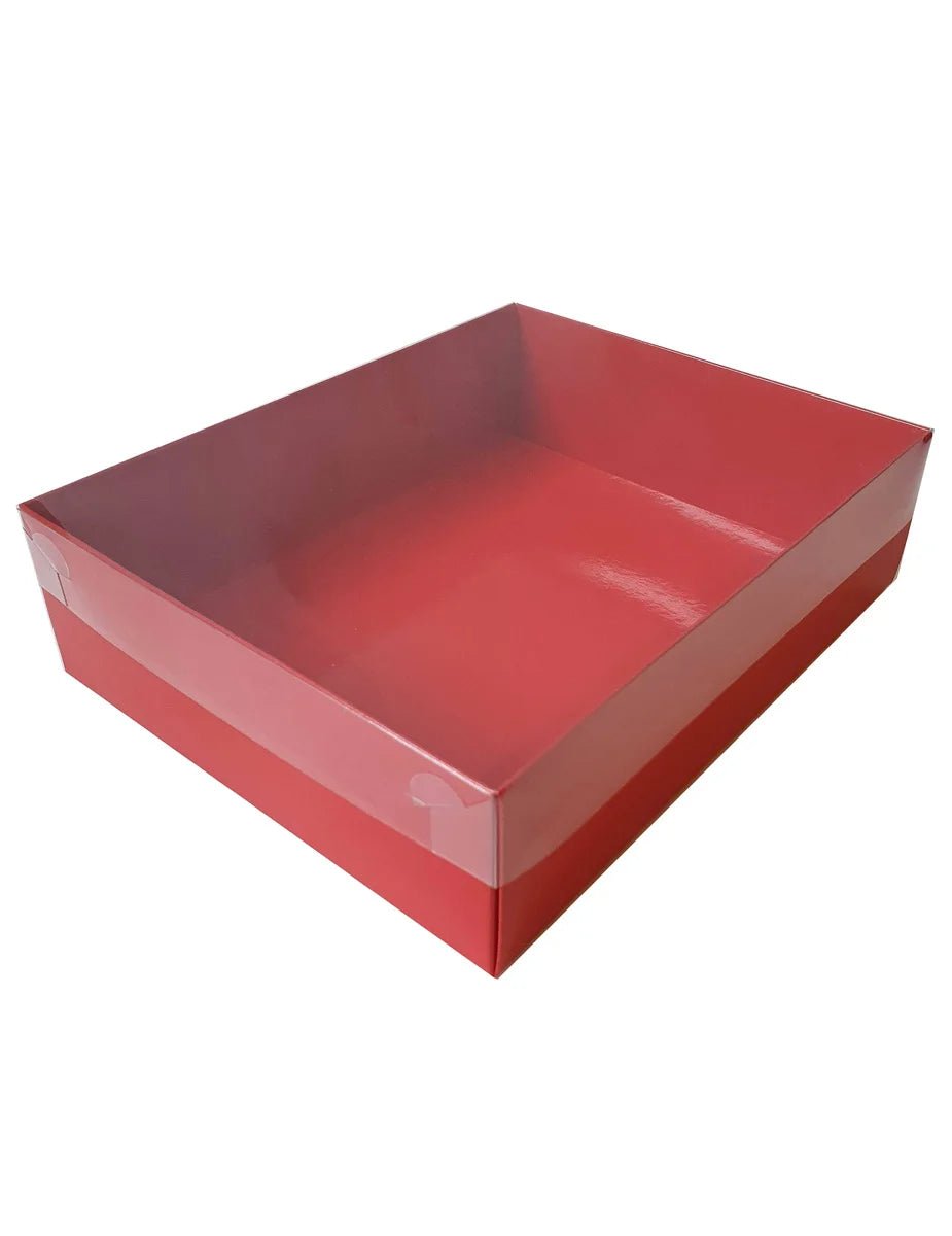 Rode sweet box met transparant deksel - Cupcakedozen.nl