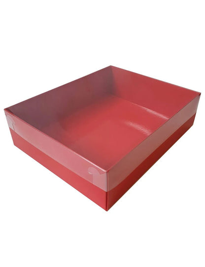 Rode sweet box met transparant deksel - Cupcakedozen.nl