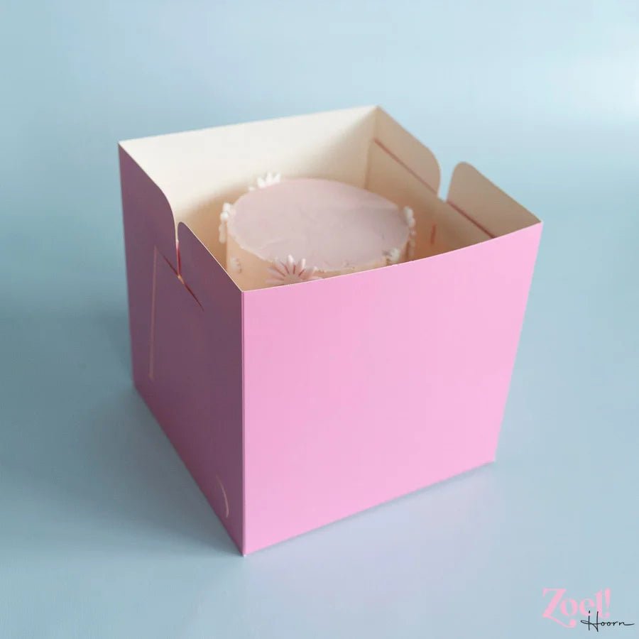 Roze hoge taartdoos 23x23x23 - luifel (10 st) - Cupcakedozen.nl