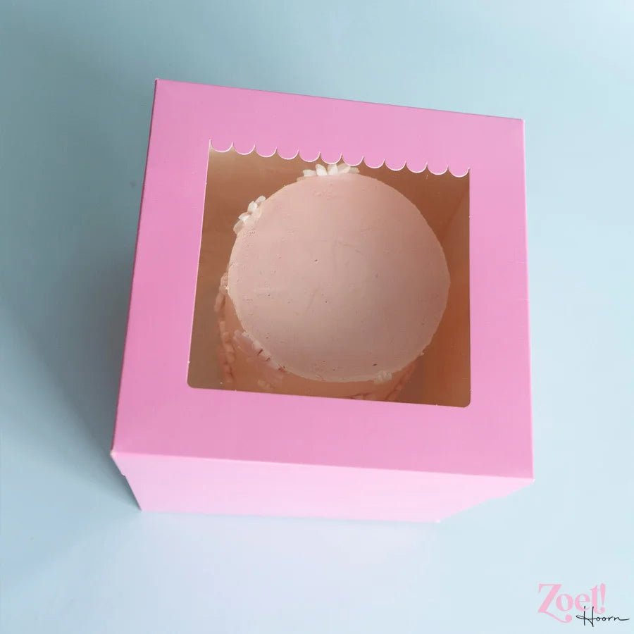 Roze hoge taartdoos 23x23x23 - luifel (10 st) - Cupcakedozen.nl