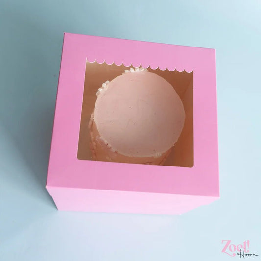 Roze hoge taartdoos 23x23x23 - luifel (10 st) - Cupcakedozen.nl