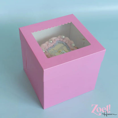 Roze hoge taartdoos 25x25x25 - luifel (10 st) - Cupcakedozen.nl