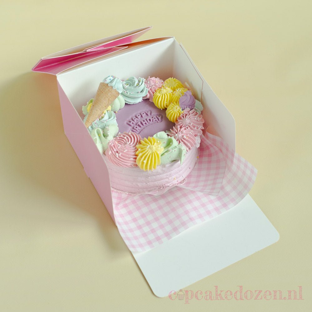 Roze bento doos - luifel (25 st) - Cupcakedozen.nl