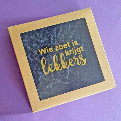 Sweetbox sticker - "Wie zoet is krijgt lekkers" (5 st) - Cupcakedozen.nl