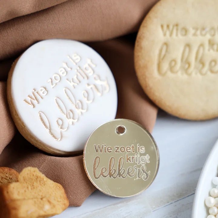 Schildjes goud - Wie zoet is krijgt lekkers (5 st.) - Cupcakedozen.nl