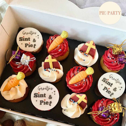 Sierlijke zwarte doos voor 12 minicupcakes (25 st.) - Cupcakedozen.nl