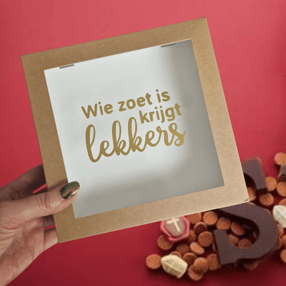 Sweetbox sticker - "Wie zoet is krijgt lekkers" (5 st) - Cupcakedozen.nl