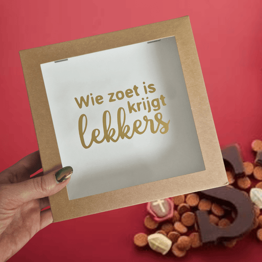 Sweetbox sticker - "Wie zoet is krijgt lekkers" (5 st) - Cupcakedozen.nl