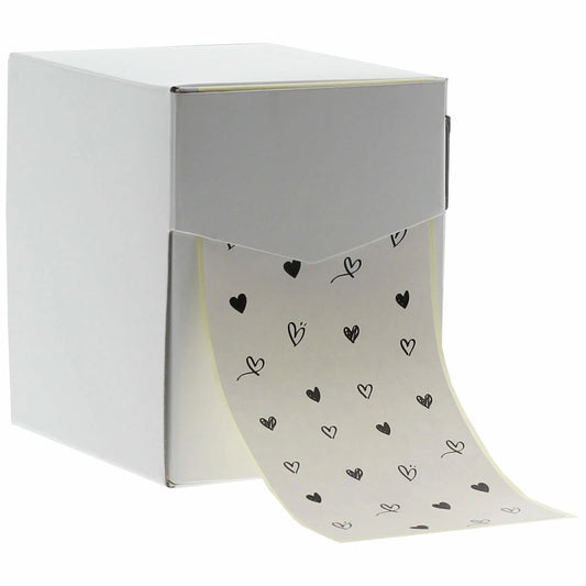 Sluitsticker - Hartjes zwart/wit (100 st) - Cupcakedozen.nl