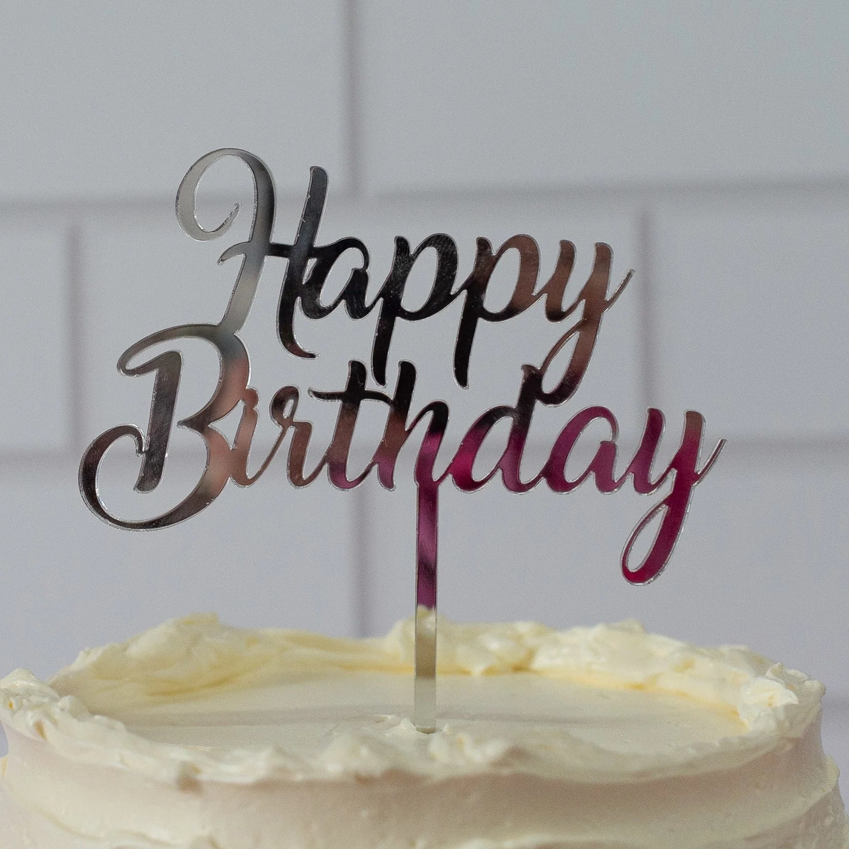 Taart topper "Happy Birthday" in diverse kleuren - Cupcakedozen.nl