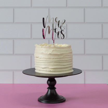 Taart topper "Mr & Mrs" in zilver - Cupcakedozen.nl