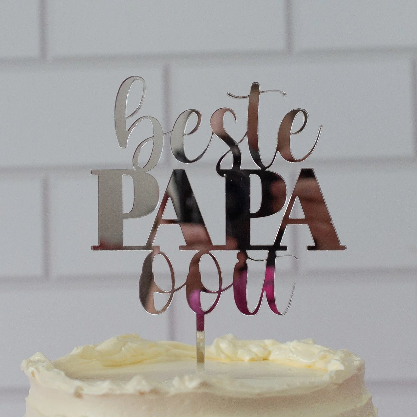 Taart topper "Beste papa ooit" in diverse kleuren - Cupcakedozen.nl