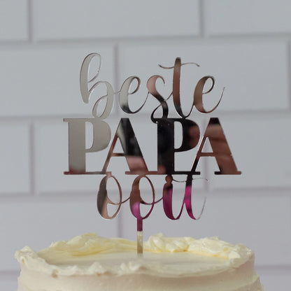 Taart topper "Beste papa ooit" in diverse kleuren - Cupcakedozen.nl
