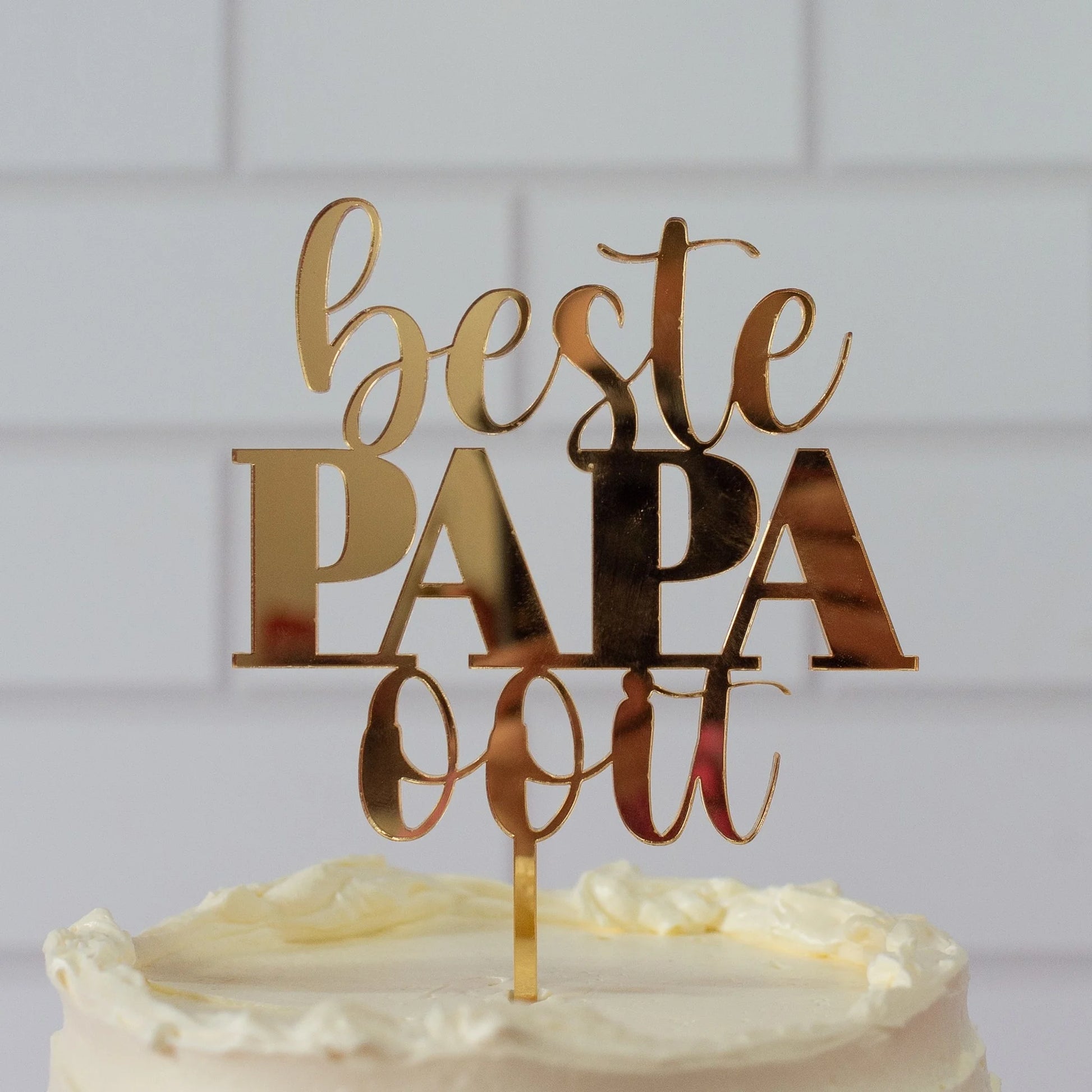 Taart topper "Beste papa ooit" in diverse kleuren - Cupcakedozen.nl